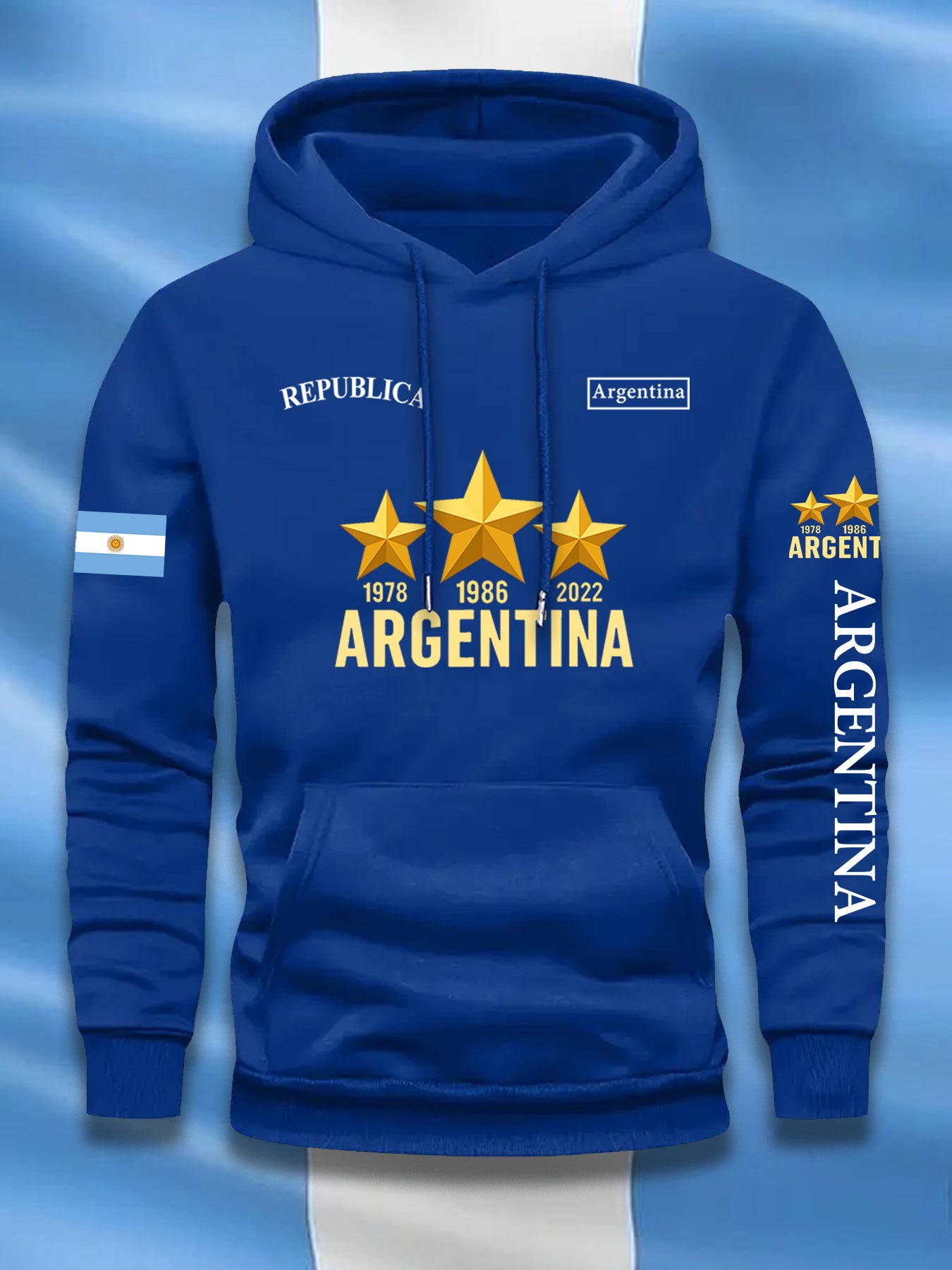 Sudadera casual elegante para hombre con estampado de la bandera argentina y letras