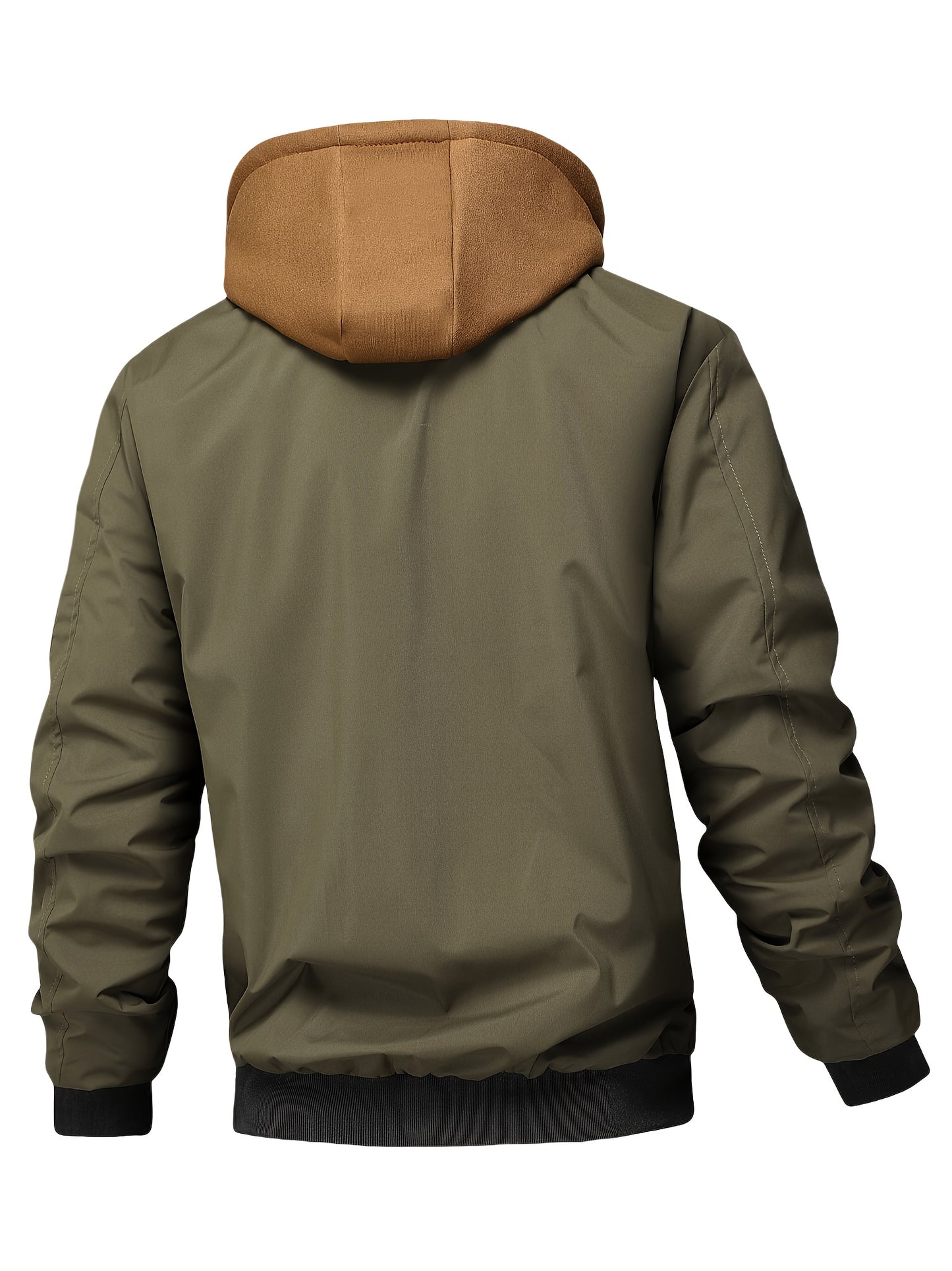 Chaqueta con Capucha y Cremallera para Hombre - Corte Holgado Casual, Marrón y Patrón a Cuadros, Capucha con Cordón, Mangas Largas, Forro, Perfecta para Primavera, Otoño e Invierno, Chaqueta de Otoño Invierno | Chaqueta con Patrón de Cuadros | Chaqueta co