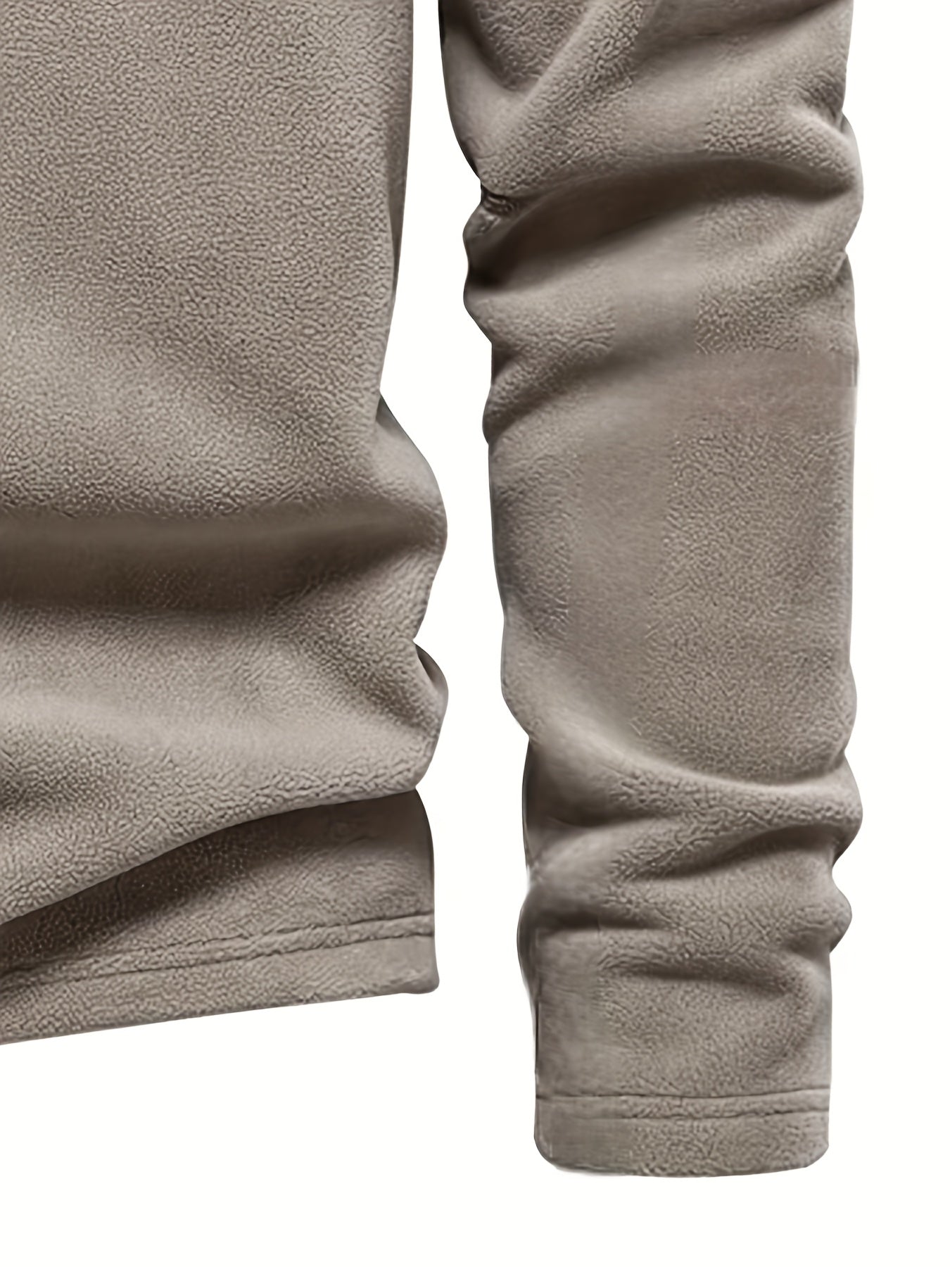 Chaqueta de forro polar grueso para hombre, con cremallera de 1/4, estilo otoño e invierno, con cuello alto pequeño y bordado de montaña