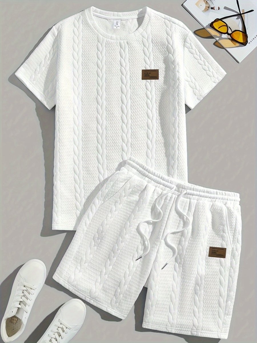 Camiseta de manga curta e shorts com cordão - Marrom, Conjunto de verão