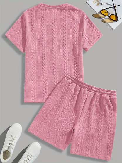 Camiseta de manga curta e shorts com cordão - Marrom, Conjunto de verão